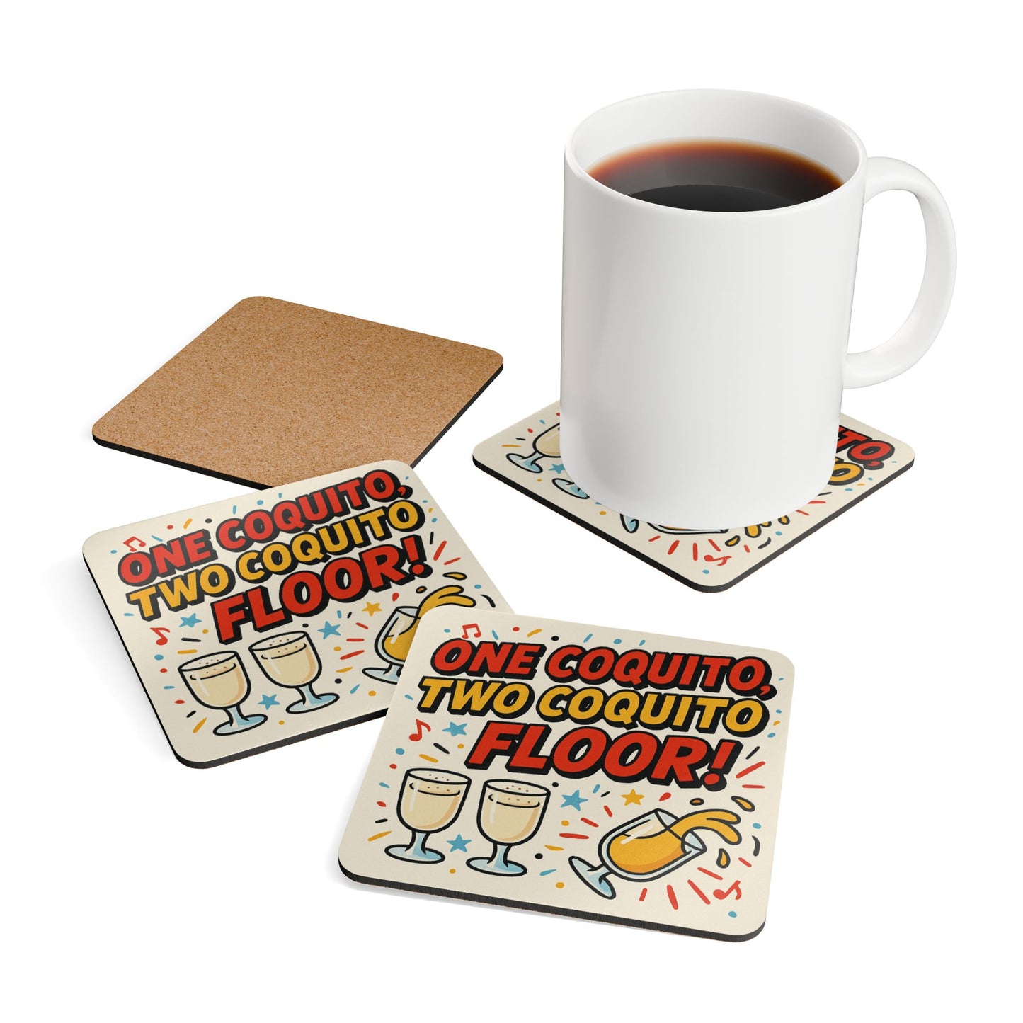 One Coquito, Two Coquito, Floor! – 4 Piece Coaster Set