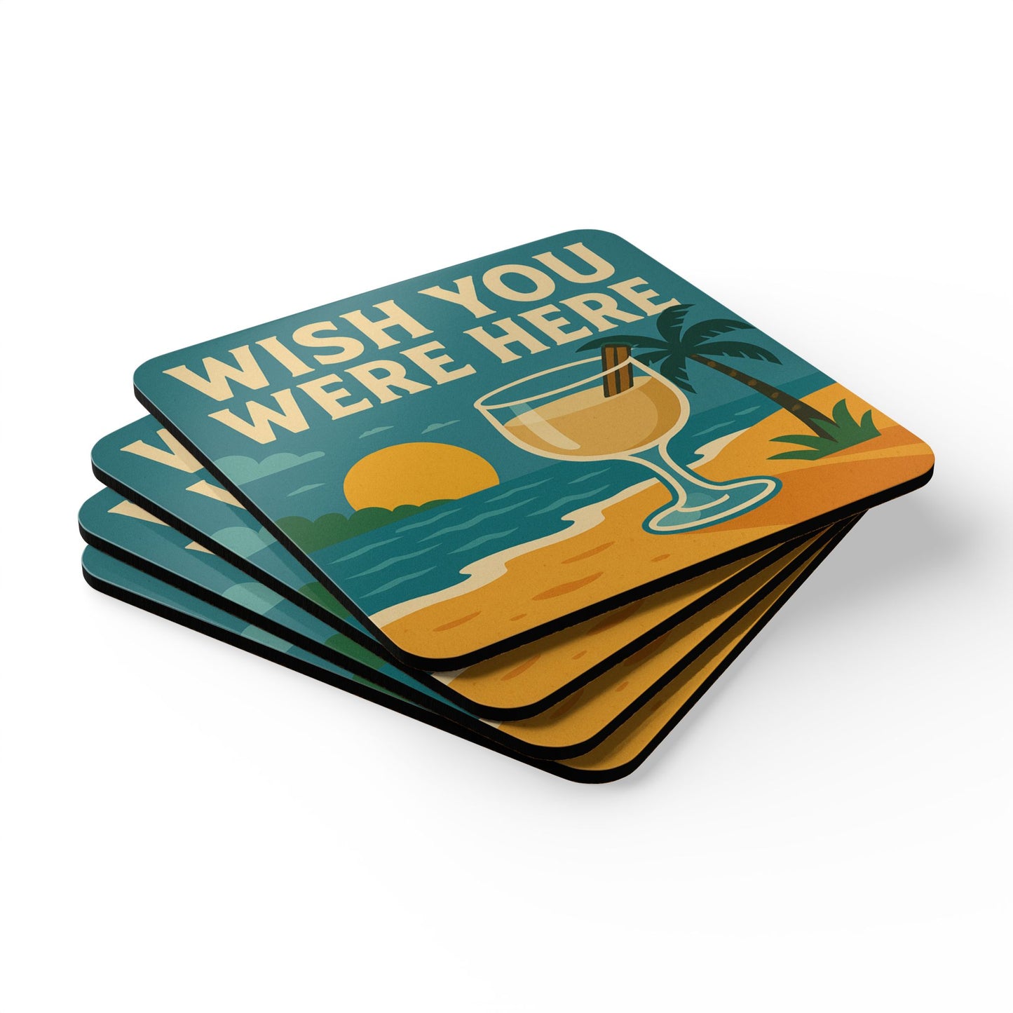 Wish You Were Here – 4 Piece Coquito Coaster Set
