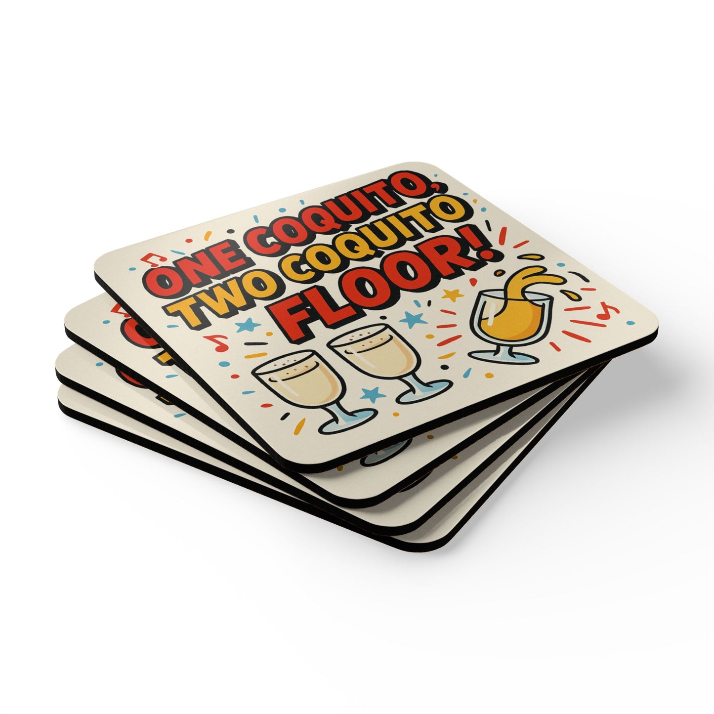 One Coquito, Two Coquito, Floor! – 4 Piece Coaster Set