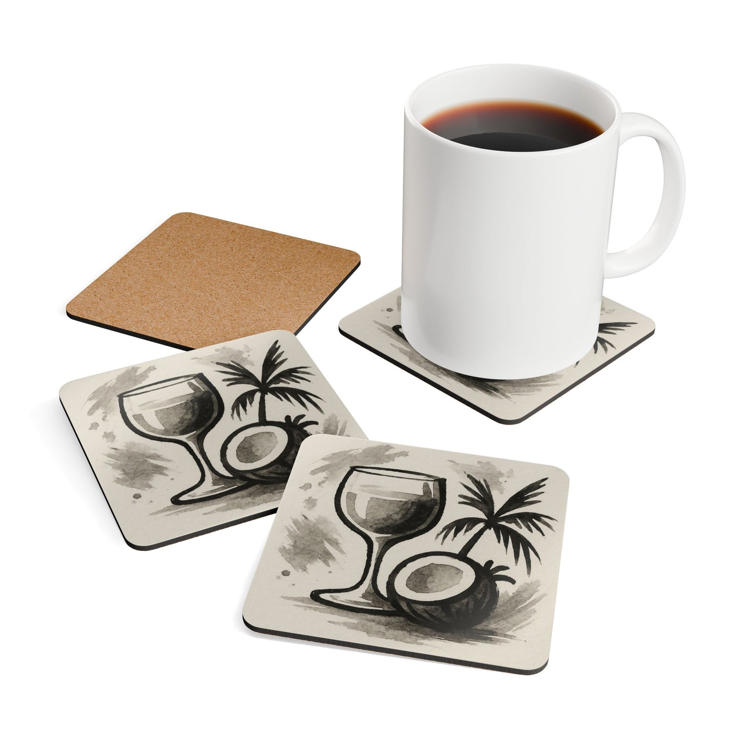 Watercolor Coquito Art – 4 Piece Coaster Set