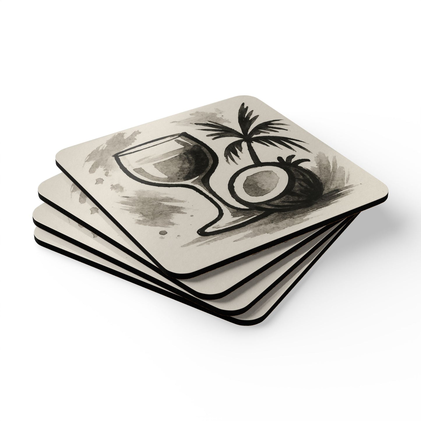 Watercolor Coquito Art – 4 Piece Coaster Set