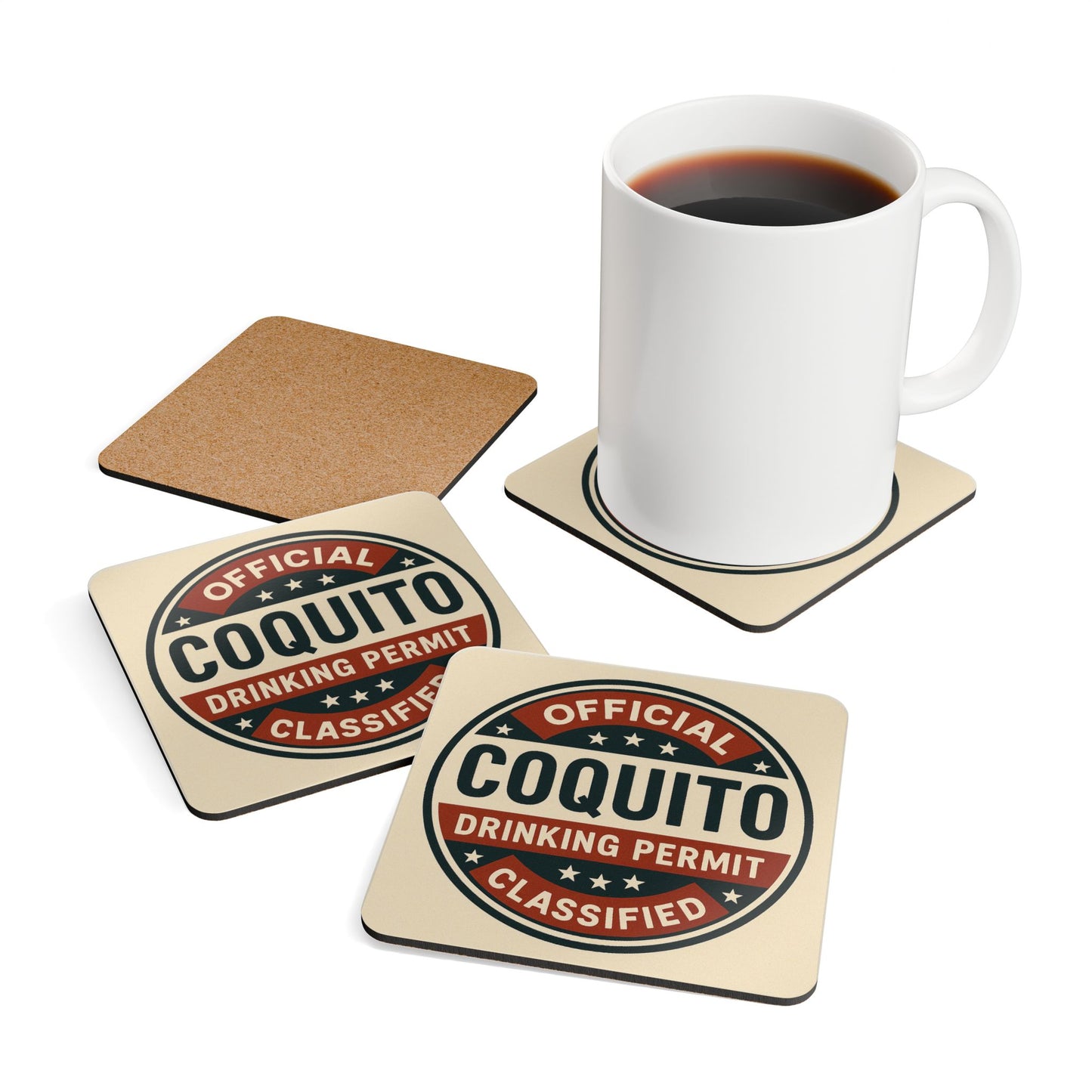 Official Coquito Drinking Permit – 4 Piece Coaster Set (Parody)