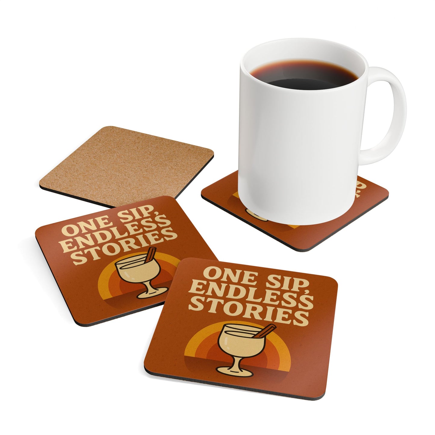 One Sip, Endless Stories – 4 Piece Coaster Set