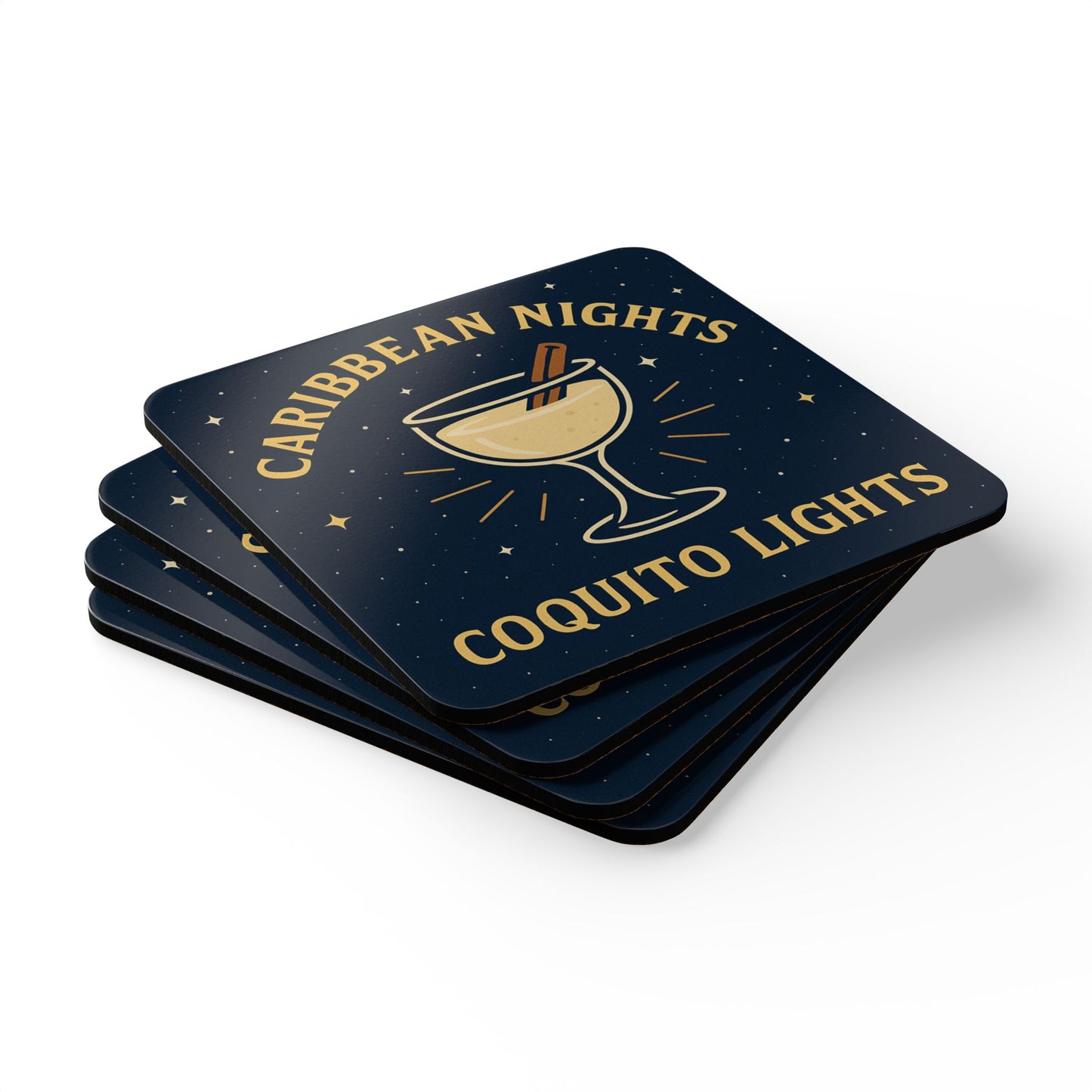 Caribbean Nights, Coquito Lights – 4 Piece Coaster Set