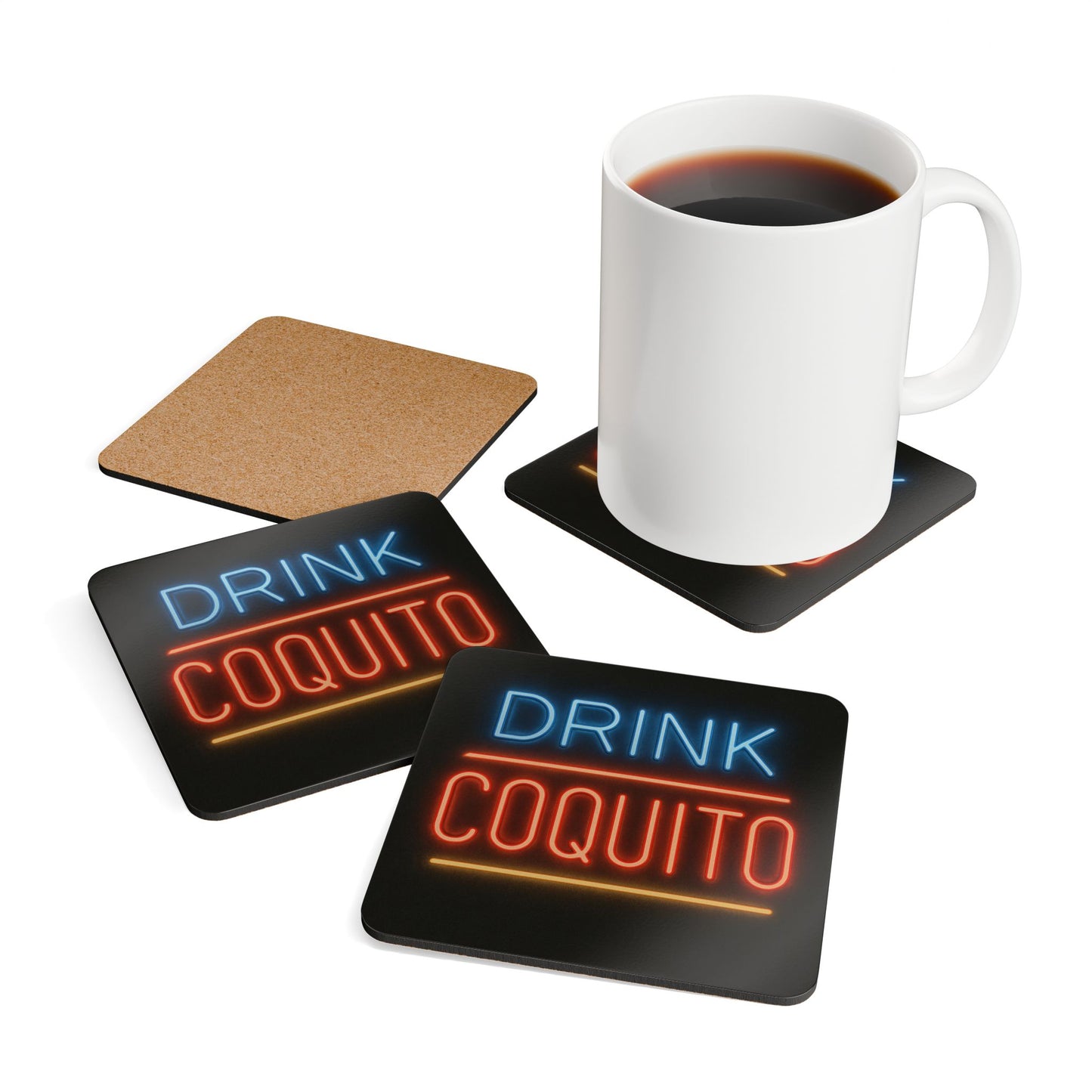 Drink Coquito (Neon Edition) – 4 Piece Coaster Set