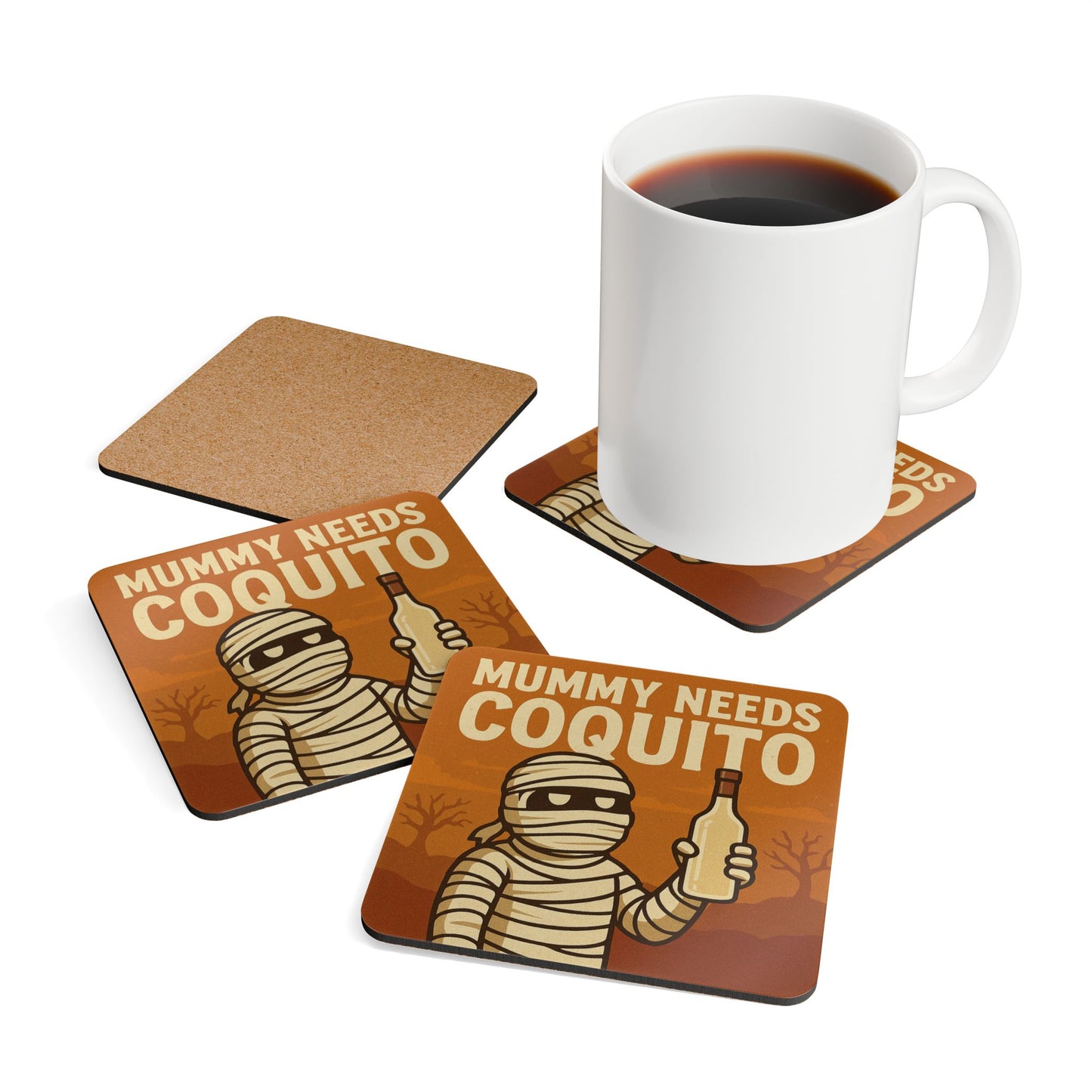Mummy Needs Coquito โ 4 Piece Coaster Set