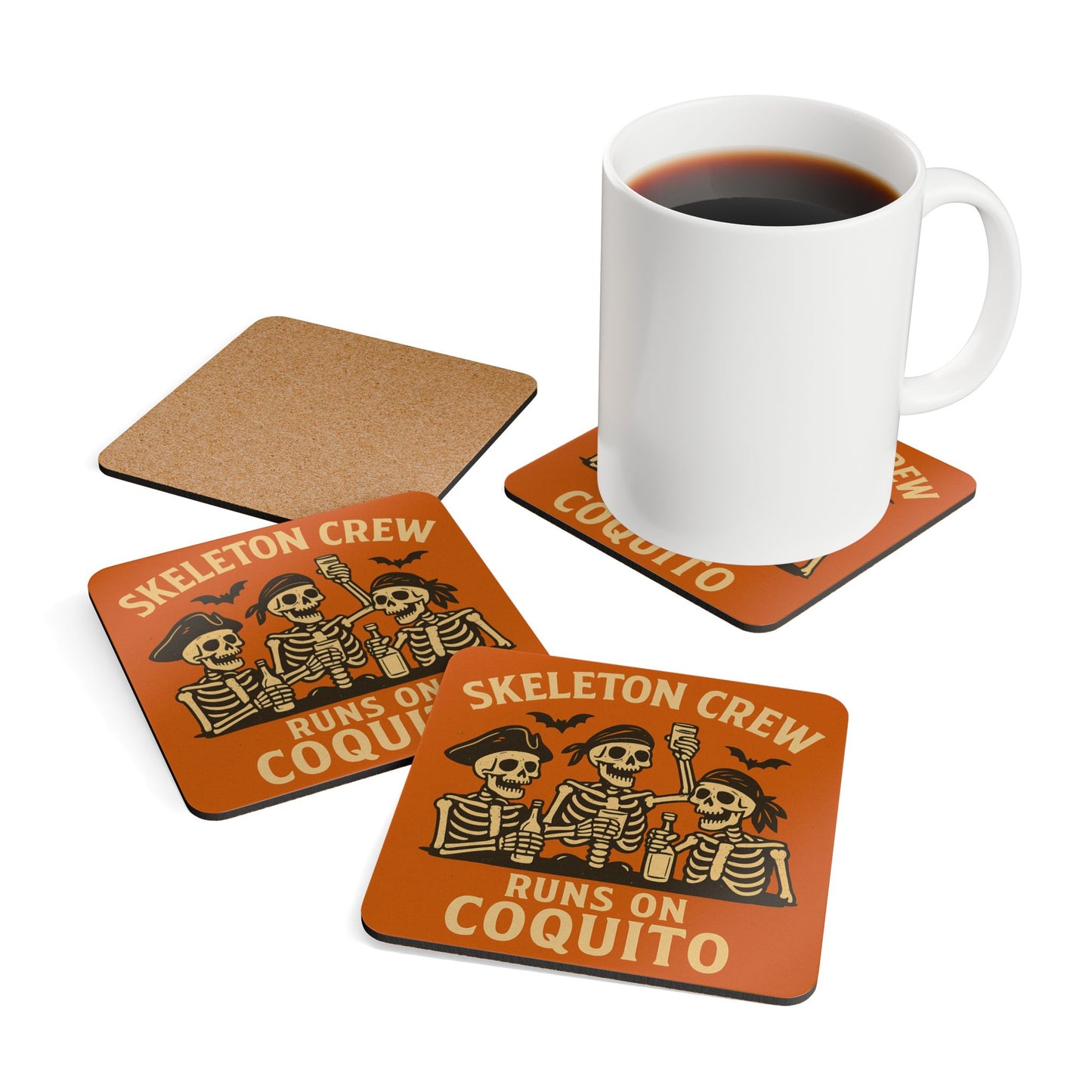 Skeleton Crew Runs on Coquito – 4 Piece Coaster Set