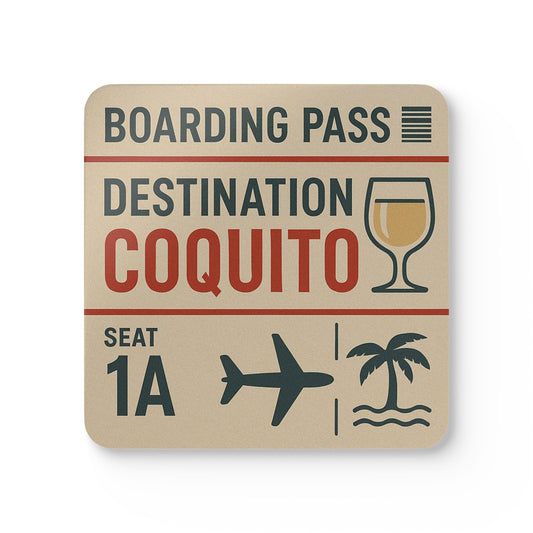 Boarding Pass "Destination Coquito" – 4 Piece Coaster Set